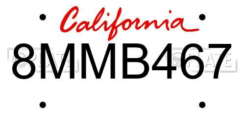 8MMB467 California License Plate