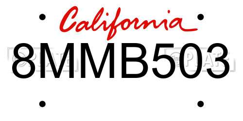 8MMB503 California License Plate