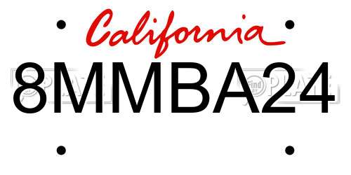 8MMBA24 California License Plate