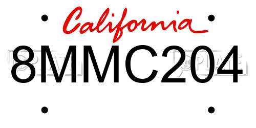 8MMC204 California License Plate