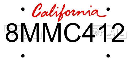 8MMC412 California License Plate