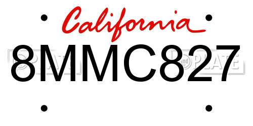 8MMC827 California License Plate
