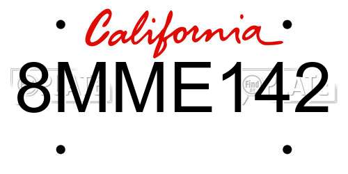 8MME142 California License Plate