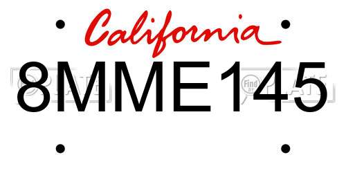 8MME145 California License Plate