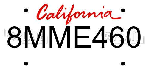 8MME460 California License Plate