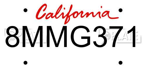 8MMG371 California License Plate