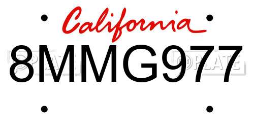 8MMG977 California License Plate
