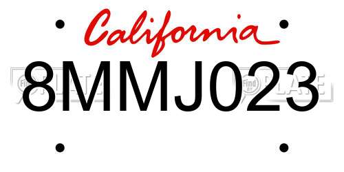 8MMJ023 California License Plate