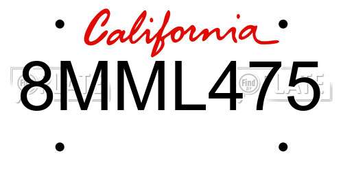 8MML475 California License Plate