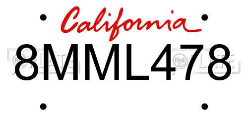 8MML478 California License Plate