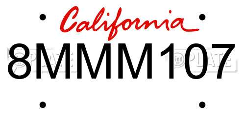 8MMM107 California License Plate