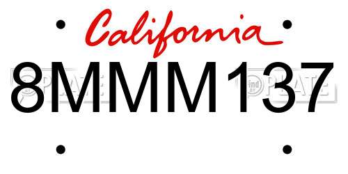 8MMM137 California License Plate