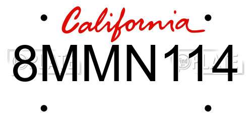 8MMN114 California License Plate