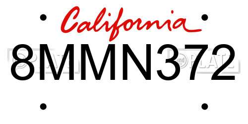 8MMN372 California License Plate