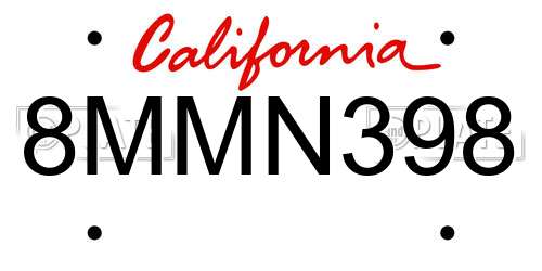 8MMN398 California License Plate