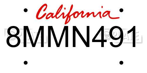 8MMN491 California License Plate