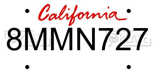 8MMN727 California License Plate