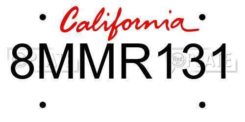8MMR131 California License Plate