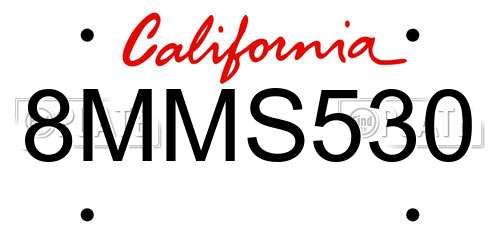 8MMS530 California License Plate