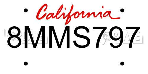 8MMS797 California License Plate