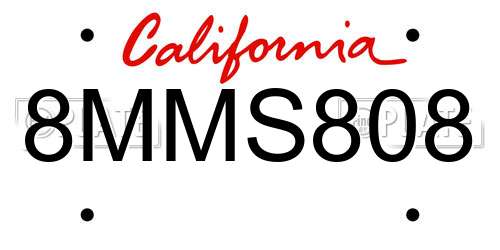 8MMS808 California License Plate