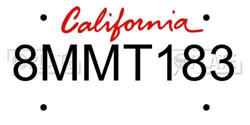 8MMT183 California License Plate