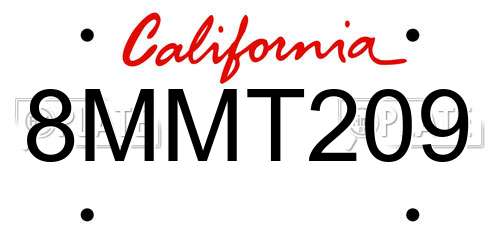 8MMT209 California License Plate