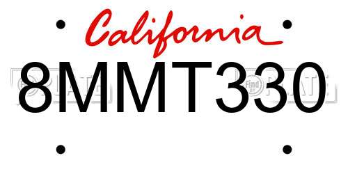 8MMT330 California License Plate