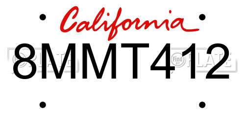 8MMT412 California License Plate