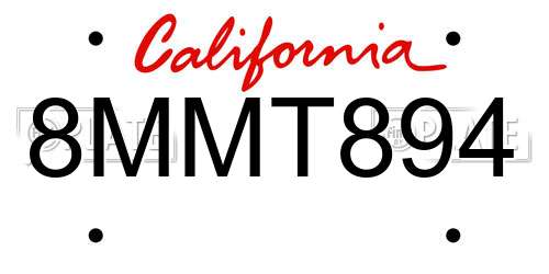8MMT894 California License Plate