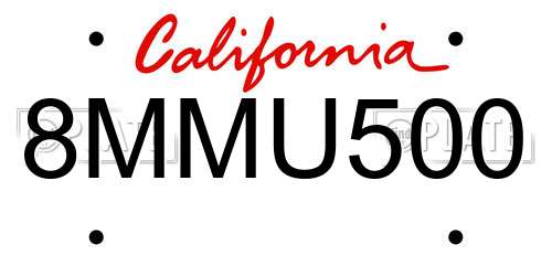 8MMU500 California License Plate