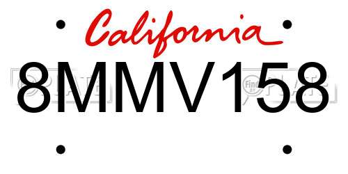 8MMV158 California License Plate
