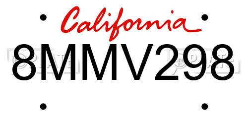 8MMV298 California License Plate