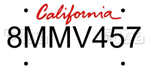8MMV457 California License Plate