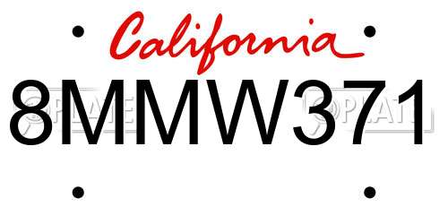 8MMW371 California License Plate