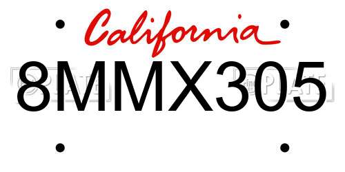8MMX305 California License Plate