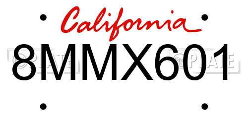 8MMX601 California License Plate
