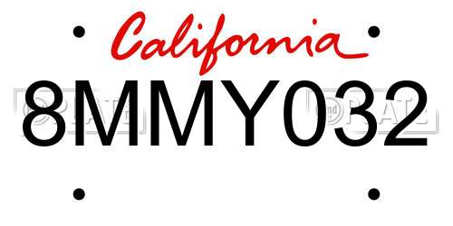 8MMY032 California License Plate