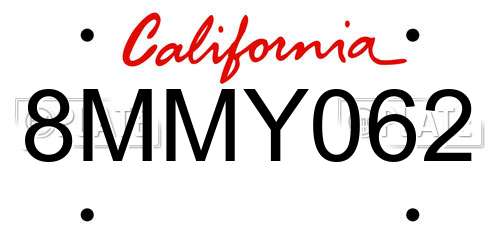 8MMY062 California License Plate