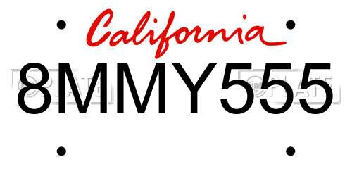 8MMY555 California License Plate