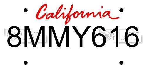 8MMY616 California License Plate