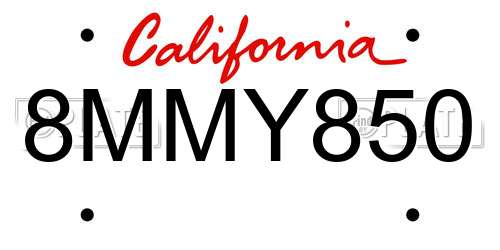 8MMY850 California License Plate