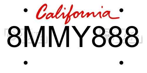 8MMY888 California License Plate