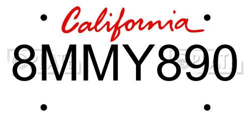 8MMY890 California License Plate