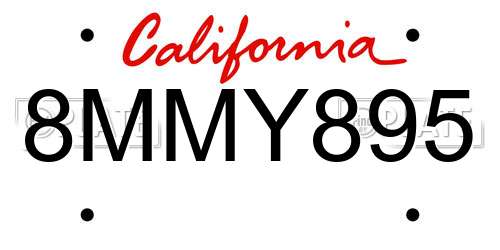 8MMY895 California License Plate