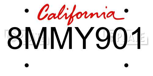 8MMY901 California License Plate