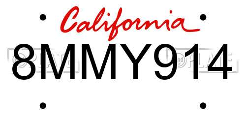 8MMY914 California License Plate
