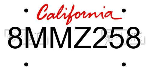 8MMZ258 California License Plate