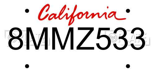 8MMZ533 California License Plate