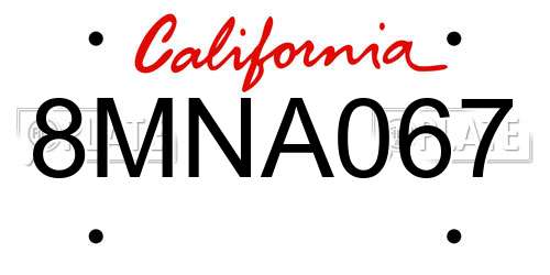 8MNA067 California License Plate